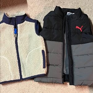 Puma Black and Gray Puffer Vest with Red Logo